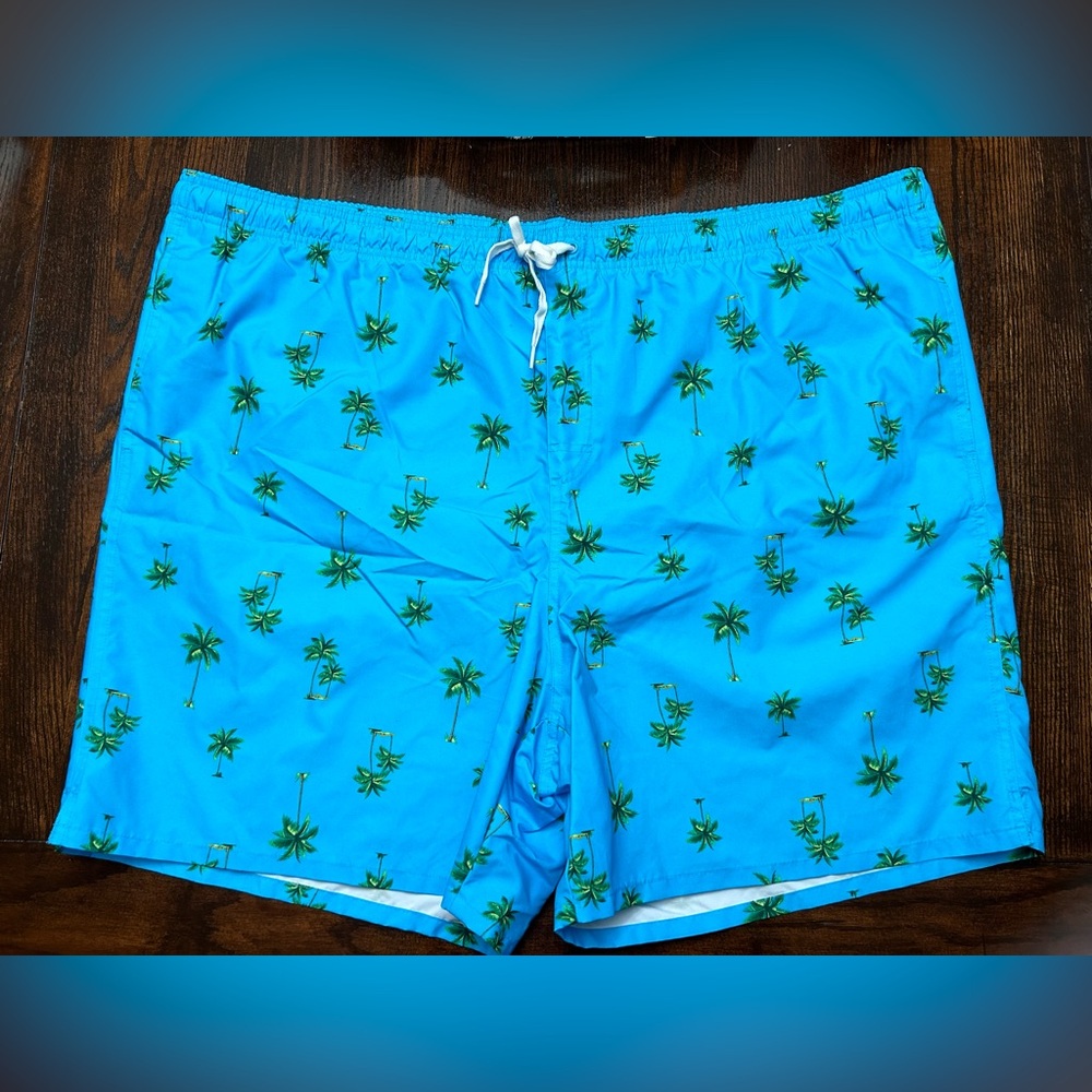 NWOT Old Navy Swim Trunks Men's Sz 4XL Tropical Palm Trees Beach Vacation Swim